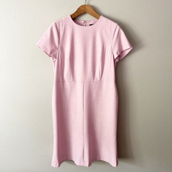 Ann Taylor Crewneck Flare Short Sleeve Pink Sheath Dress Women's Size 14 petite - Picture 2 of 15